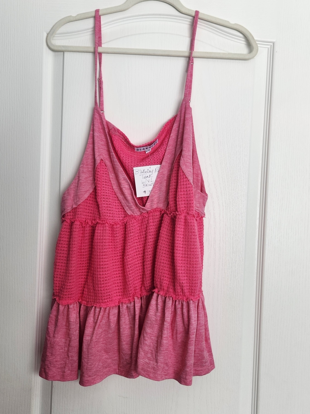 Blakely Designs Women’s Pink Tiered Waffle Knit Tank Top L/XL BNWT